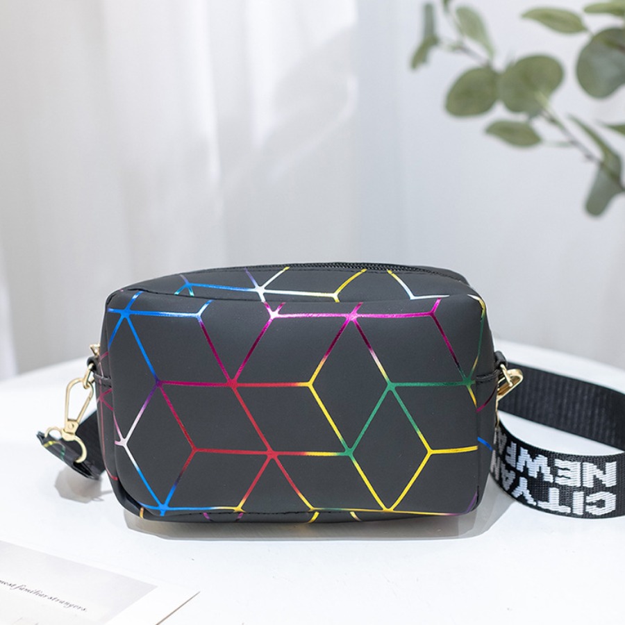 

Lovely Street Geometric Pattern Black Crossbody Bag