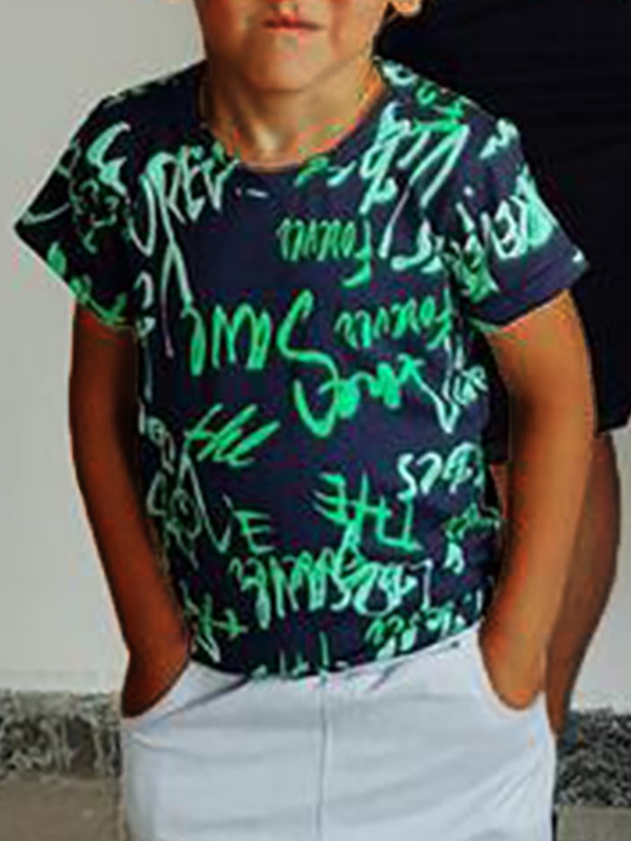 

Lovely Boy Street O Neck Letter Print T-shirt, Boys