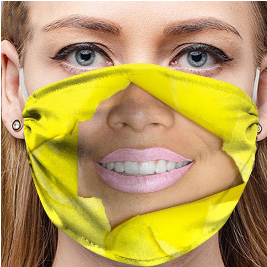 

Lovely Casual Lip Print Yellow Bogey Face Mask