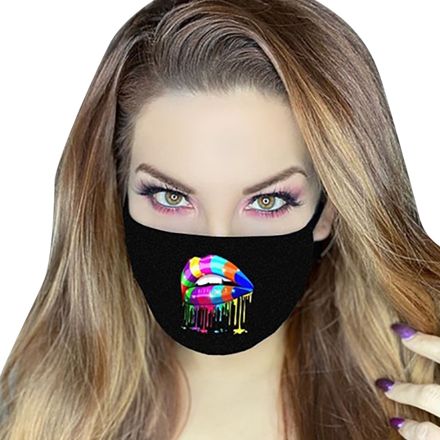 

Lovely Casual Lip Print Black Face Mask