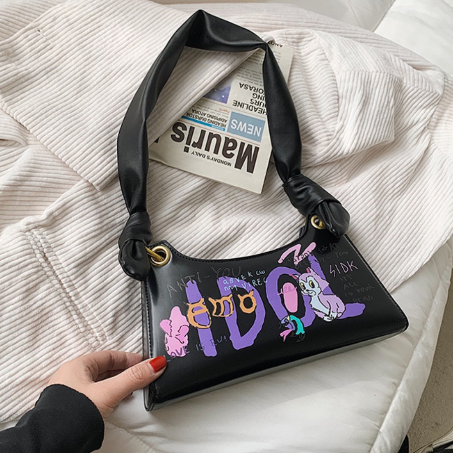 

Lovely Casual Cartoon Print Black Shoulder Bag
