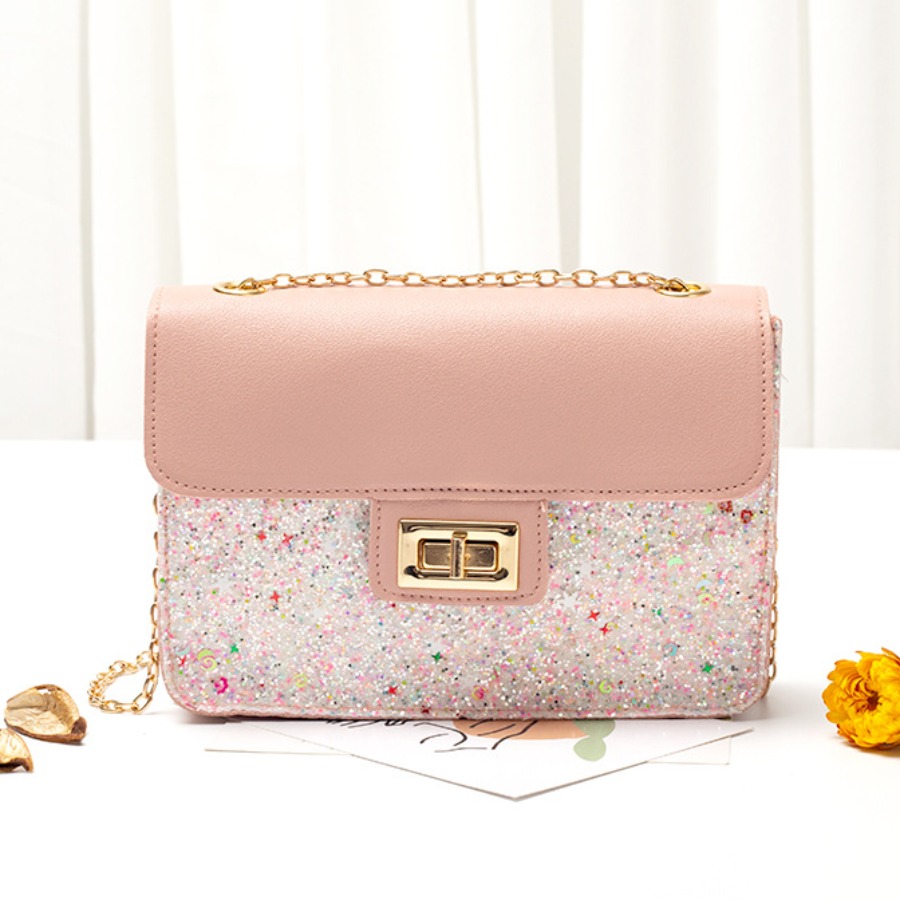 

Lovely Casual Metal Accessories Decoration Patchwork Pink Crossbody Bag