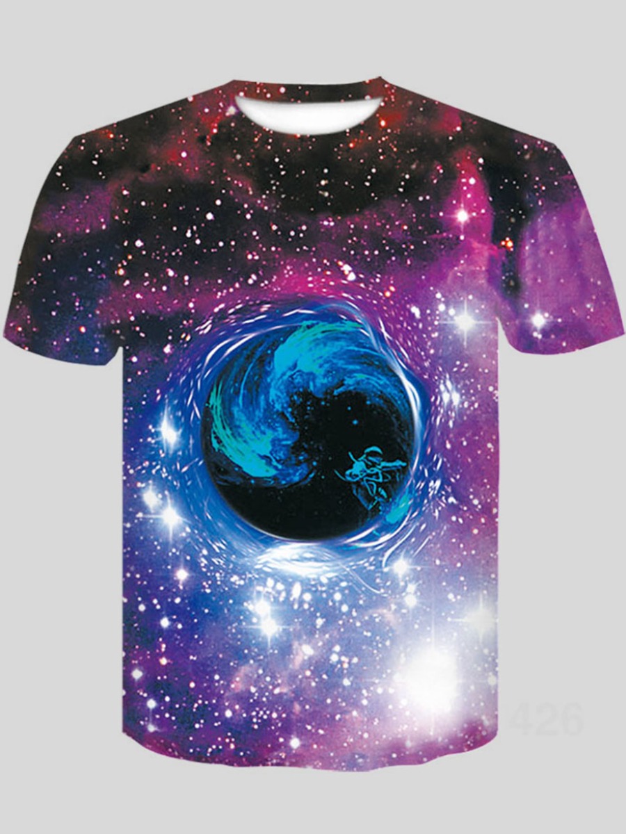 

Lovely Men Casual O Neck Star Print Multicolor T-shirt, Multi