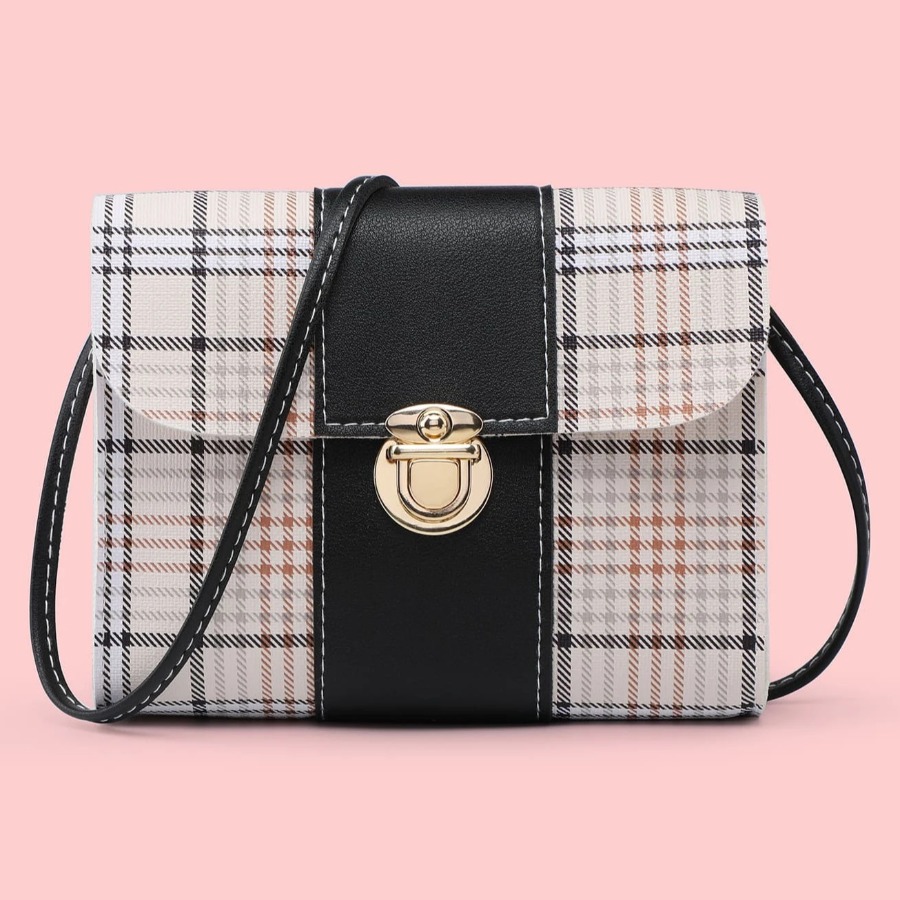 

Lovely Casual Plaid Print Black Crossbody Bag