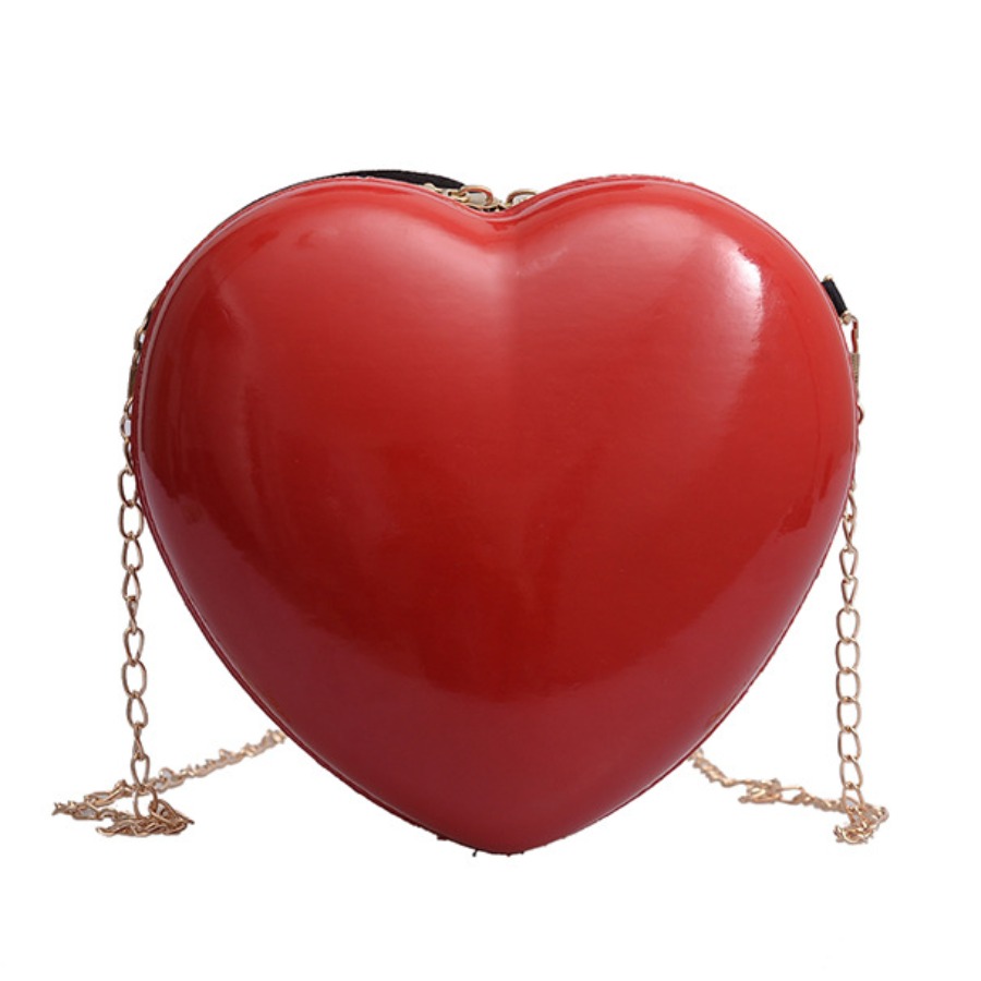 

Lovely Street Heart-shaped Chain Decoration Red Crossbody Bags