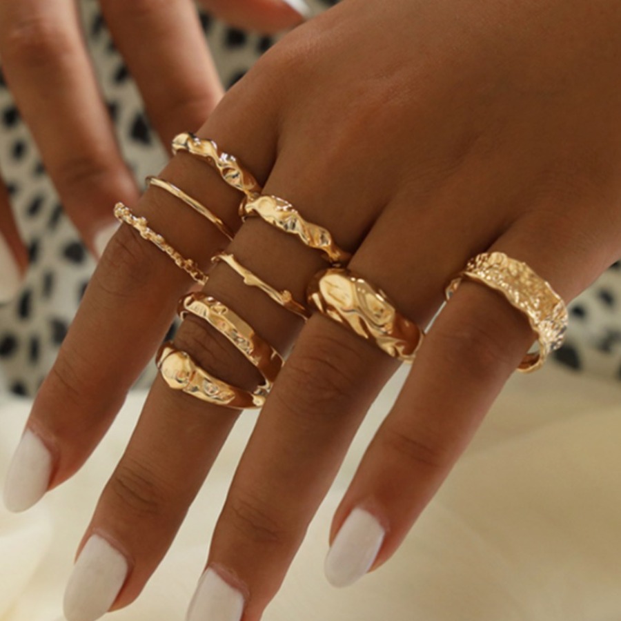 

Lovely Casual Geometric Gold 9-piece Ring