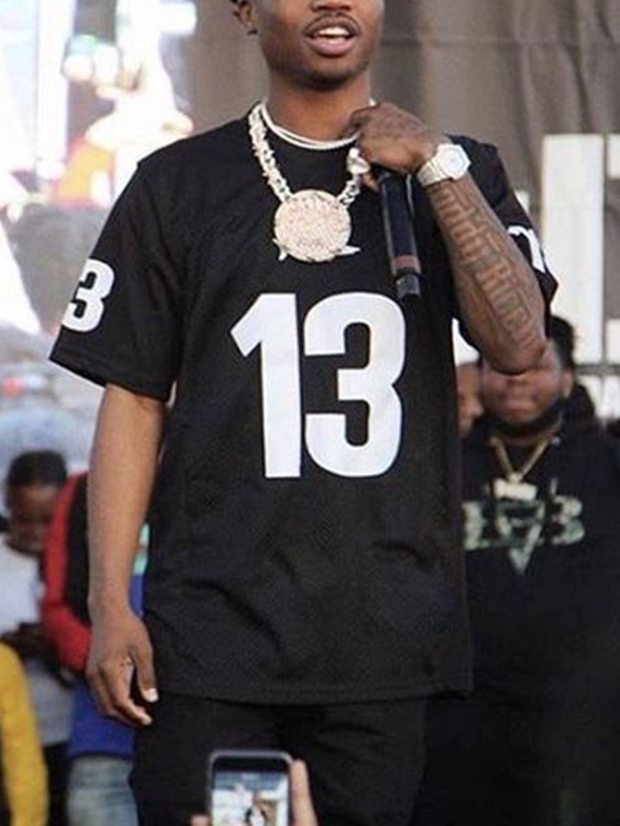 

Lovely Men Sporty O Neck Letter Print Black T-shirt