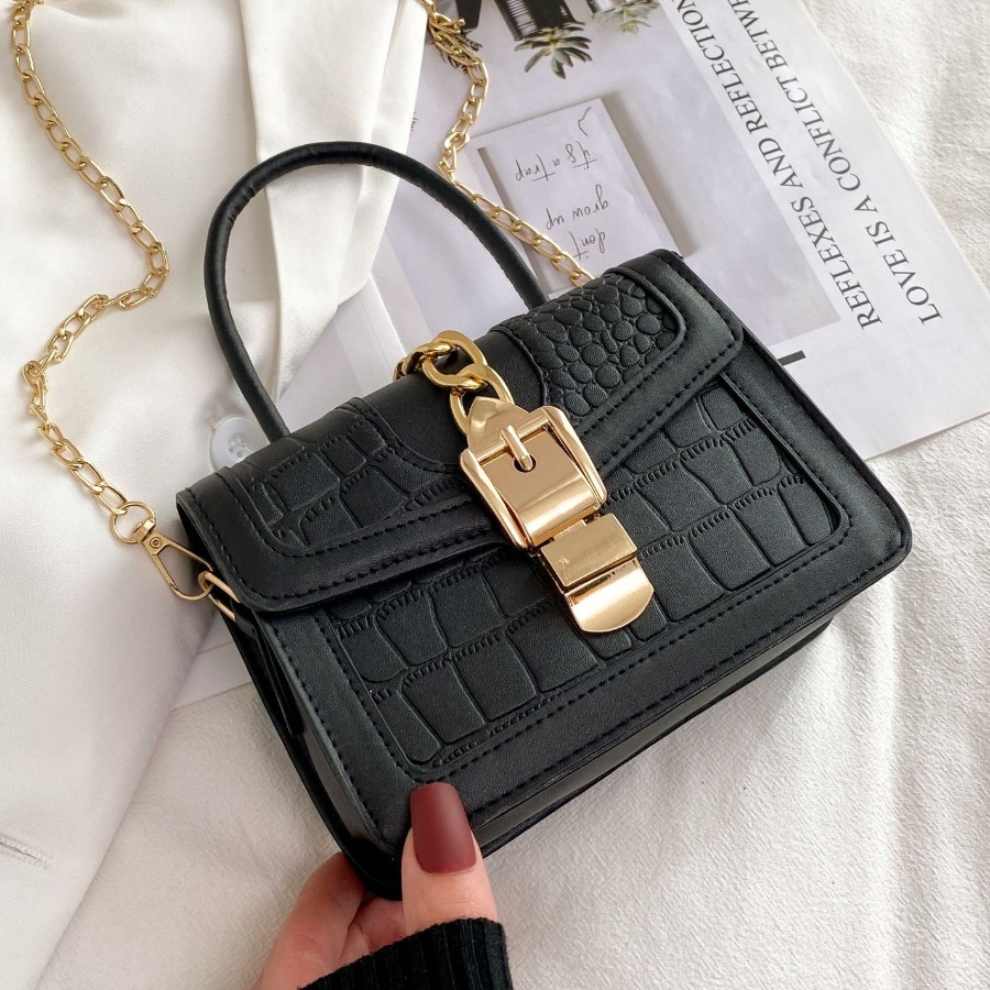 

Lovely Casual Chain Strap Black Crossbody Bag