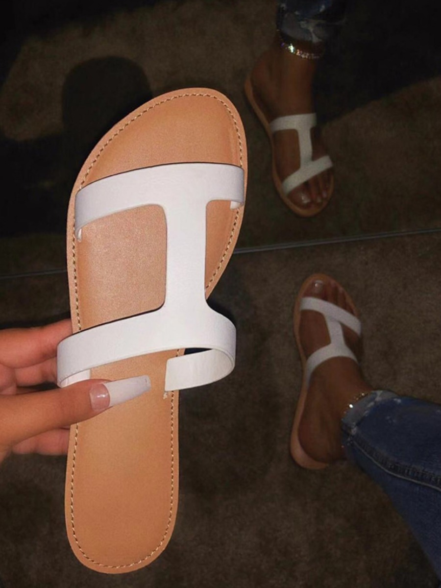 

LW BASIC Casual Hollow-out White Slippers