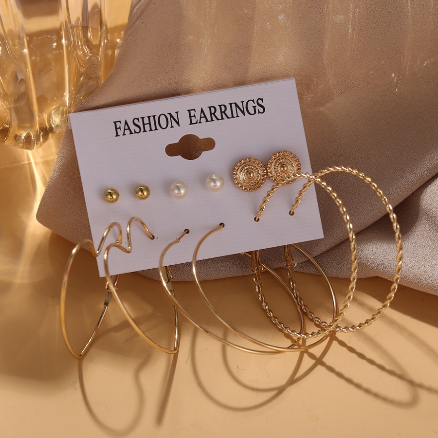 

Lovely Casual Heart-shaped Pearl Decoration Gold 6-piece Earring
