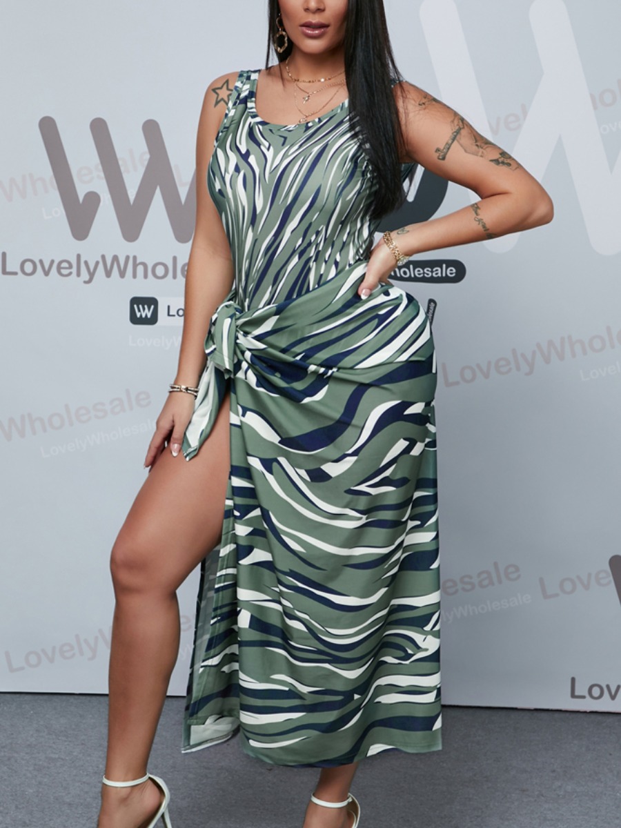 

Lovely Casual Camo Print Bandage Design Green Cover-up