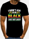 LW Men Casual Letter Print Patchwork Black T-shirt