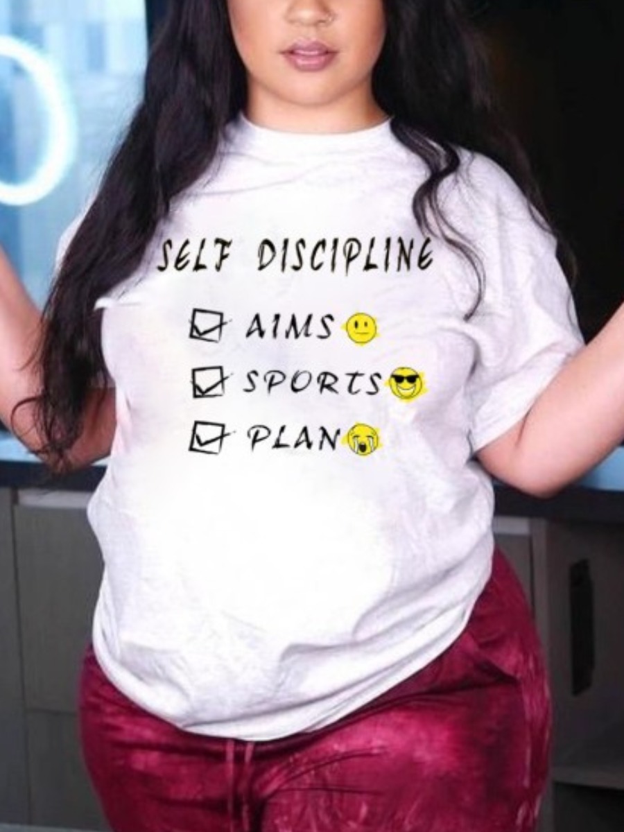 

Lovely Casual O Neck Letter Print White T-shirt