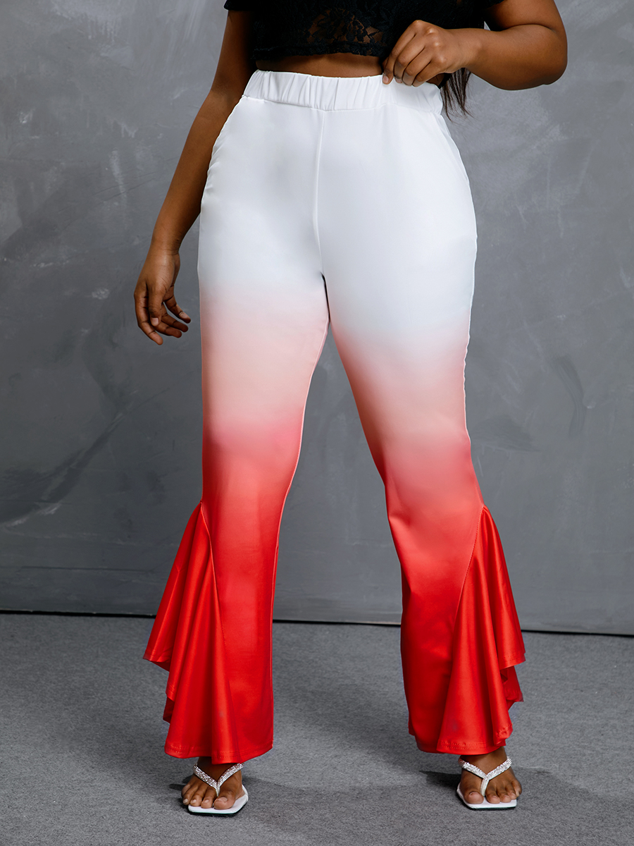 

Lovely Street Gradient Flared Red Plus Size Pants