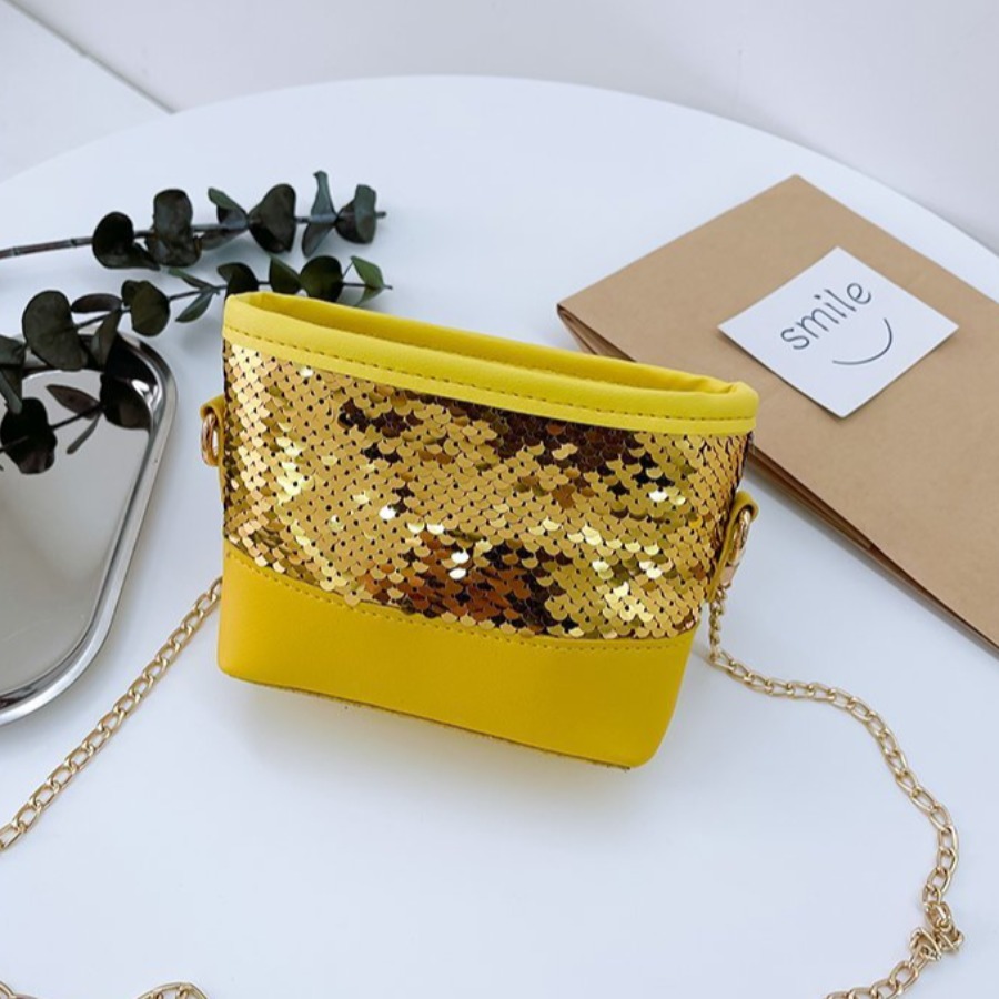 

Lovely Casual Chain Strap Sequined Yellow Crossbody Bag