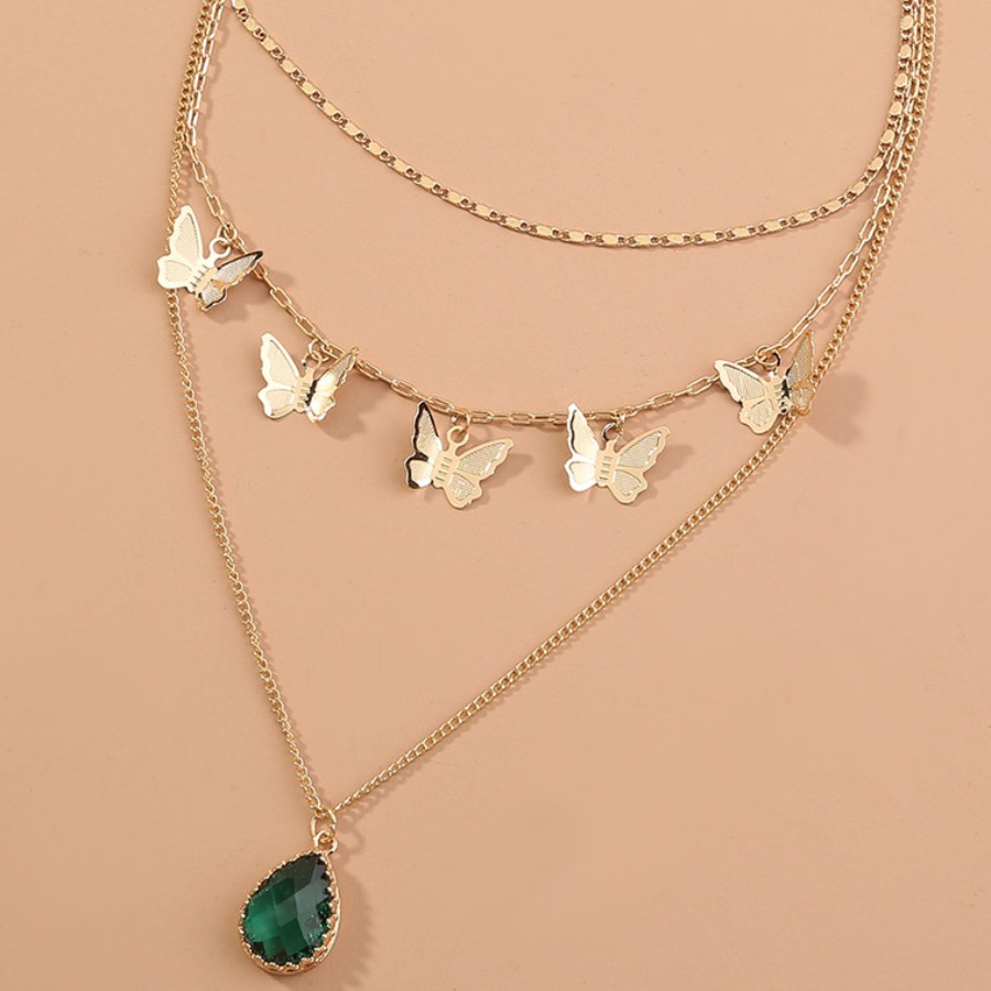 

Lovely Casual Butterfly Gold Multilayer Necklace
