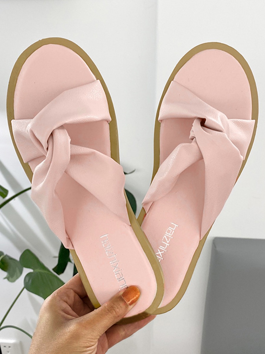 

Lovely Casual Twisted Pink Slippers