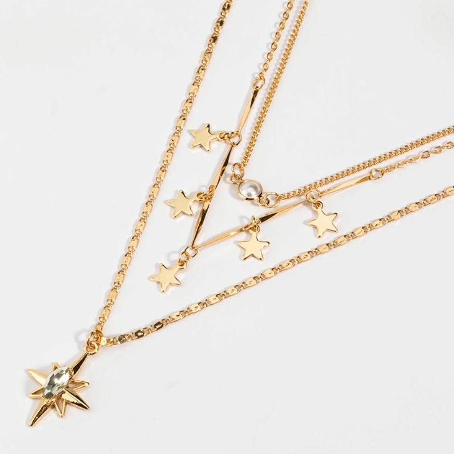 

Lovely Casual Star Gold Multilayer Necklace