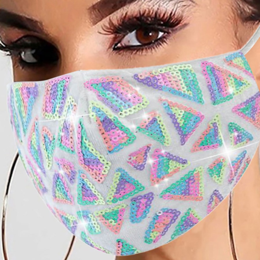 

Lovely Sequined White Face Mask