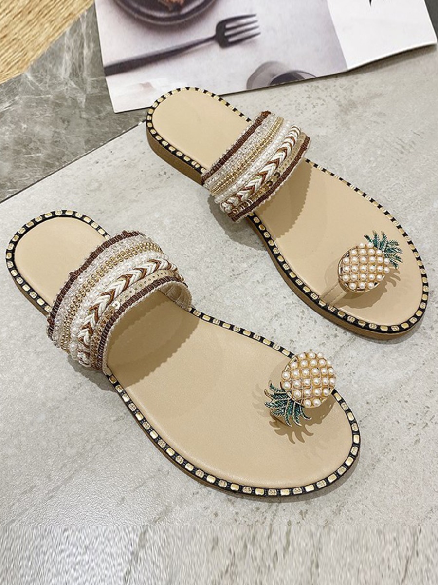 

Lovely Casual Fruit Decoration Beige Slippers