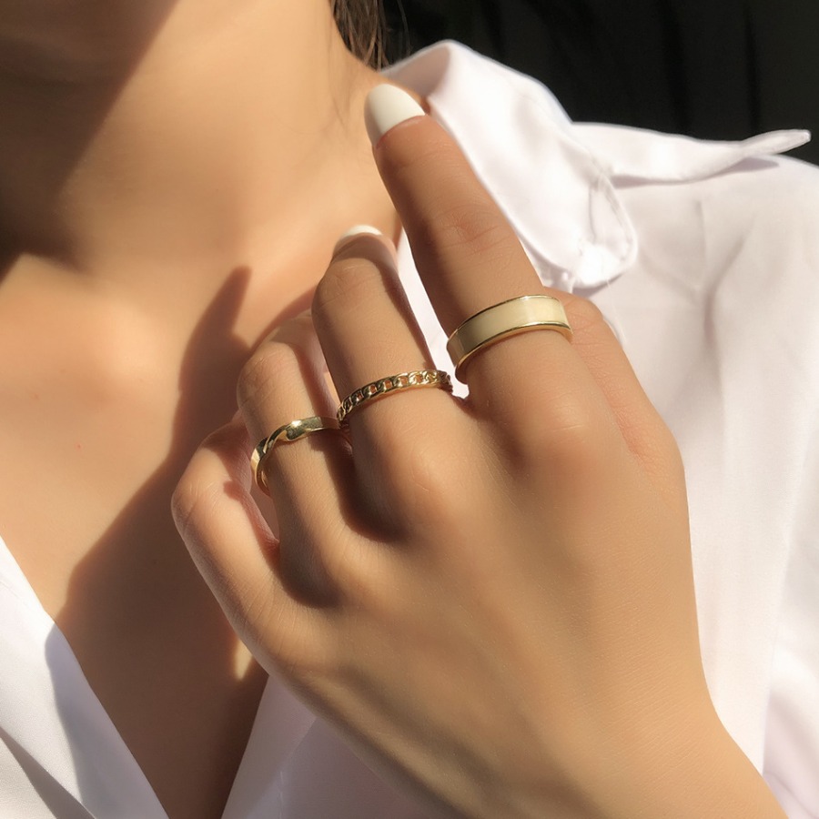 

Lovely Casual Geometric Gold 3-piece Ring