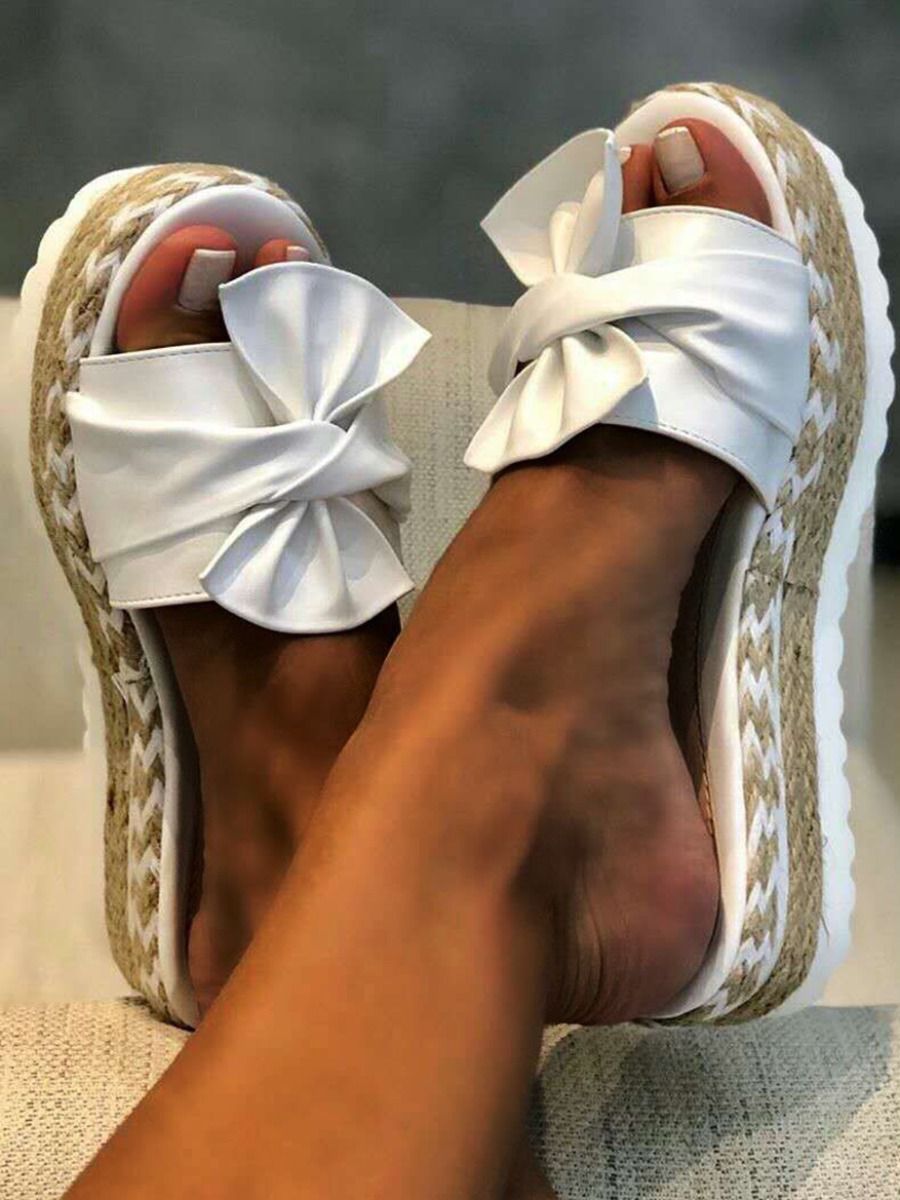 

LW Casual Bow-tie Decoration White Platform Shoes