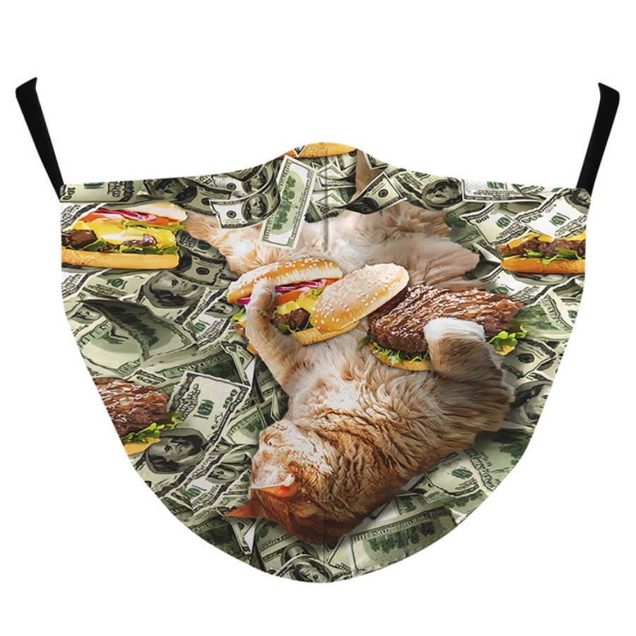 

Lovely Street Money Print Green Face Mask