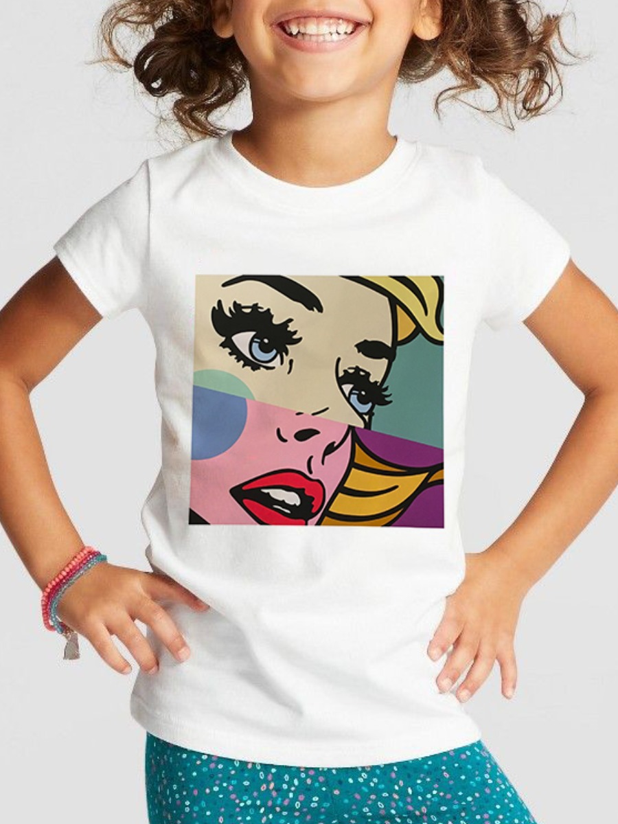 

Lovely Girl Casual Graffiti Print Patchwork White T-shirt