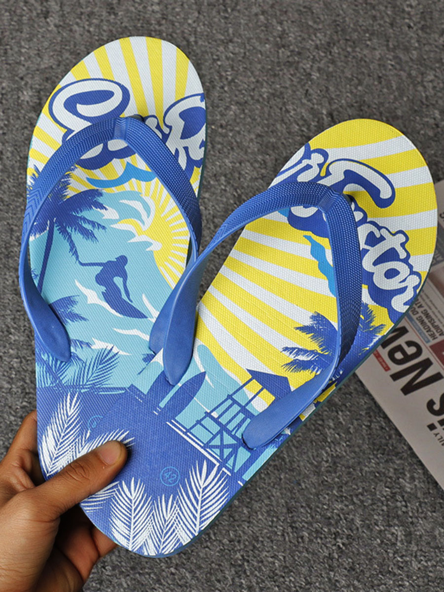 

Lovely Men Casual Letter Print Blue Slippers