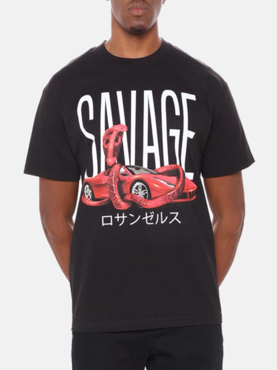 

Lovely Men Casual O Neck Letter Print Black T-shirt