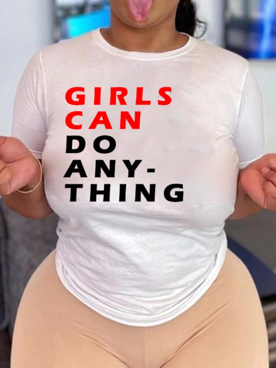 

Lovely Casual O Neck Letter Print White T-shirt