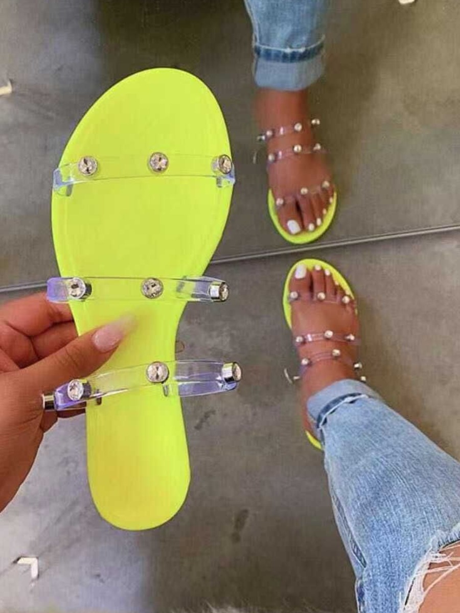 

LW Casual See-through Round-toe Yellow Slippers
