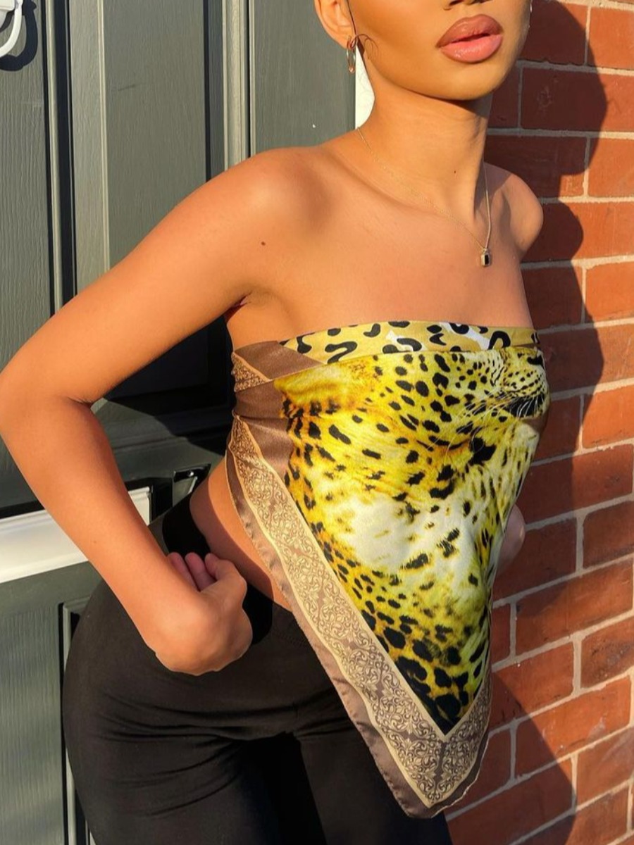 

Lovely Street Leopard Print Bandage Design Yellow Camisole