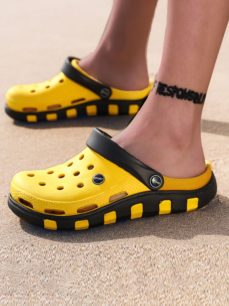 

Lovely Men Casual Hollow-out Yellow Slippers