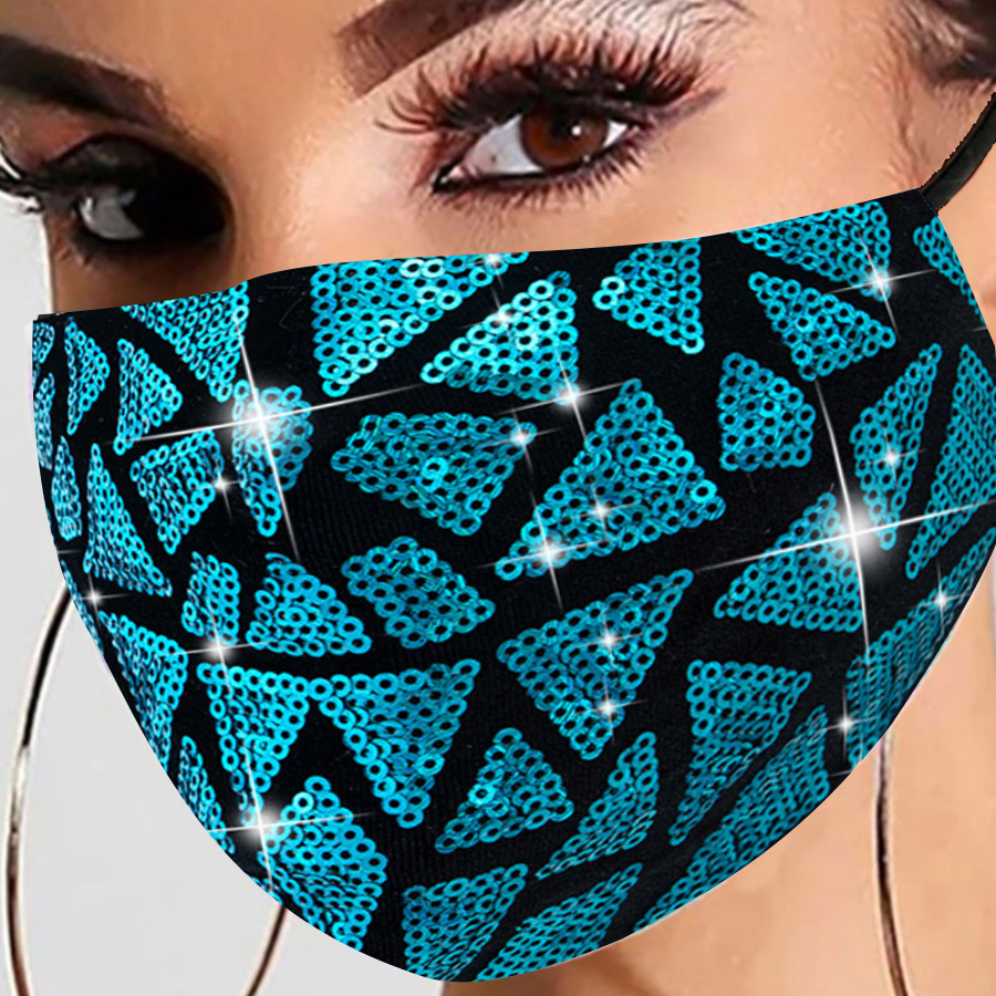 

Lovely Casual Sequined Deep Blue Face Mask