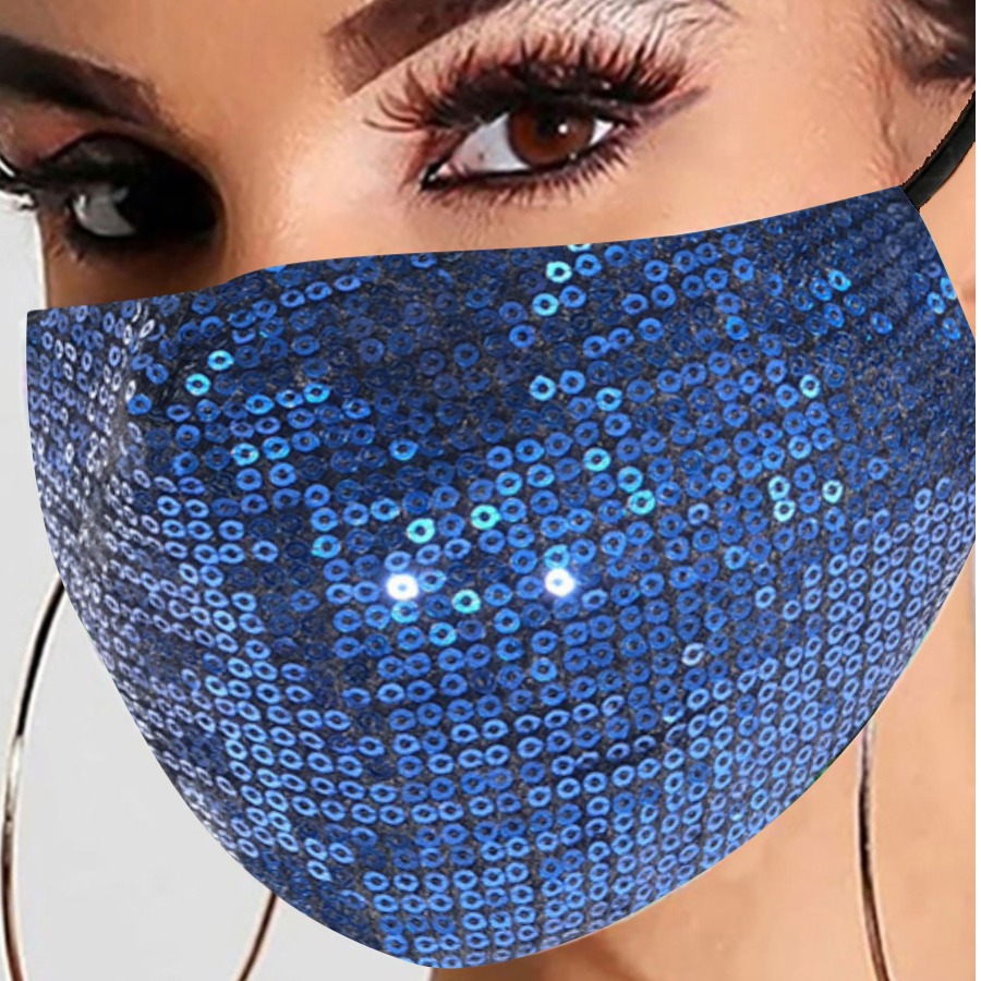 

Lovely Casual Sequined Blue Face Mask