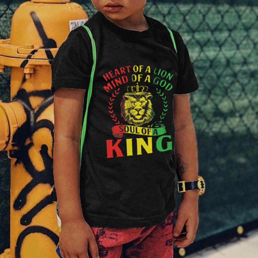 

Lovely Boy Street Animal Letter Print Black T-shirt
