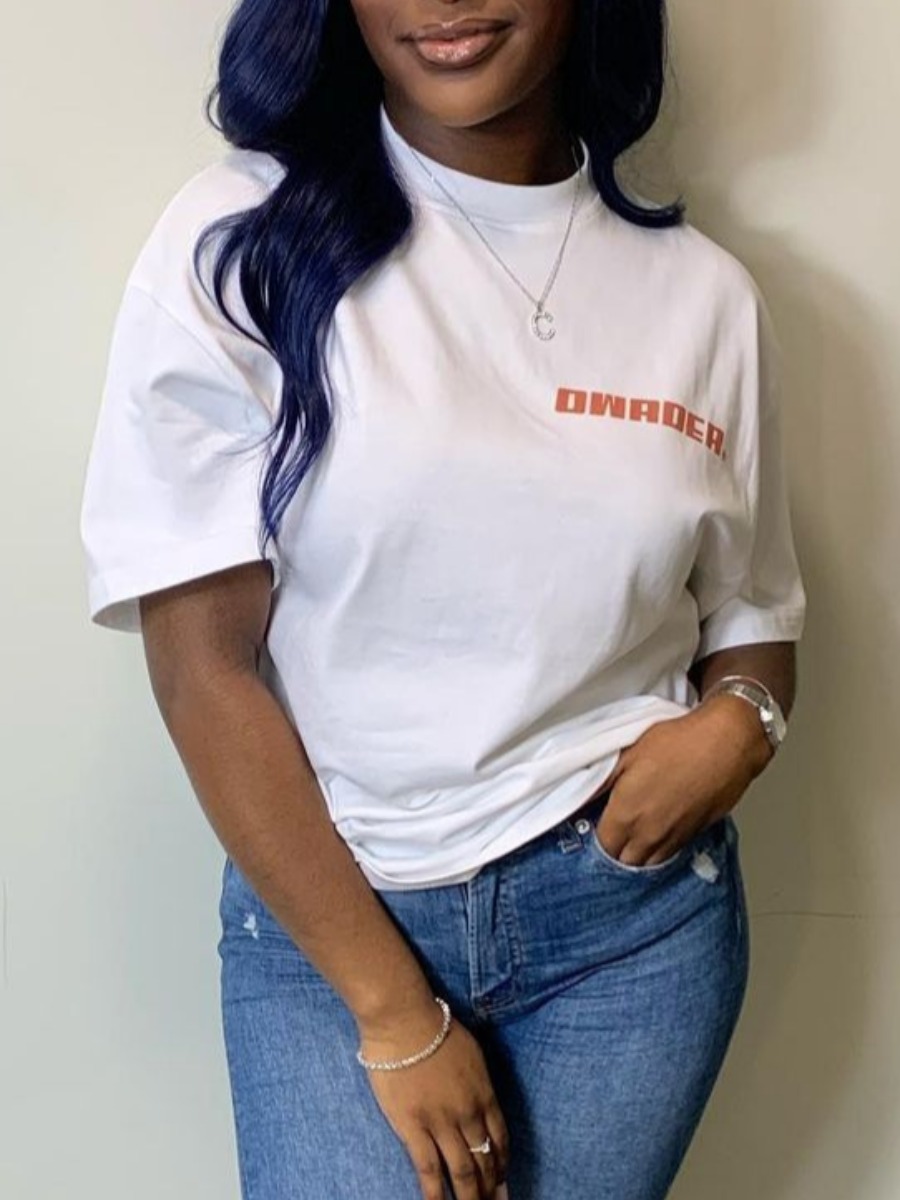 

Lovely Casual O Neck Letter Print White T-shirt