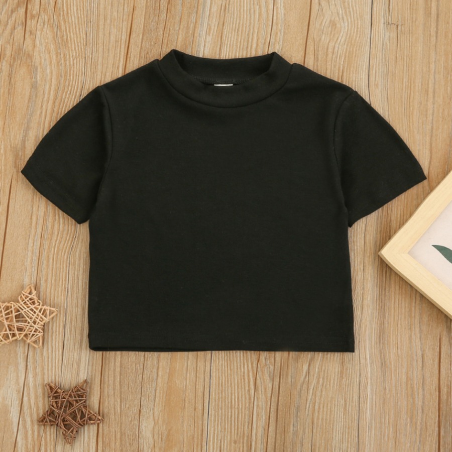 

Lovely Girl Casual O Neck Elastic Black T-shirt