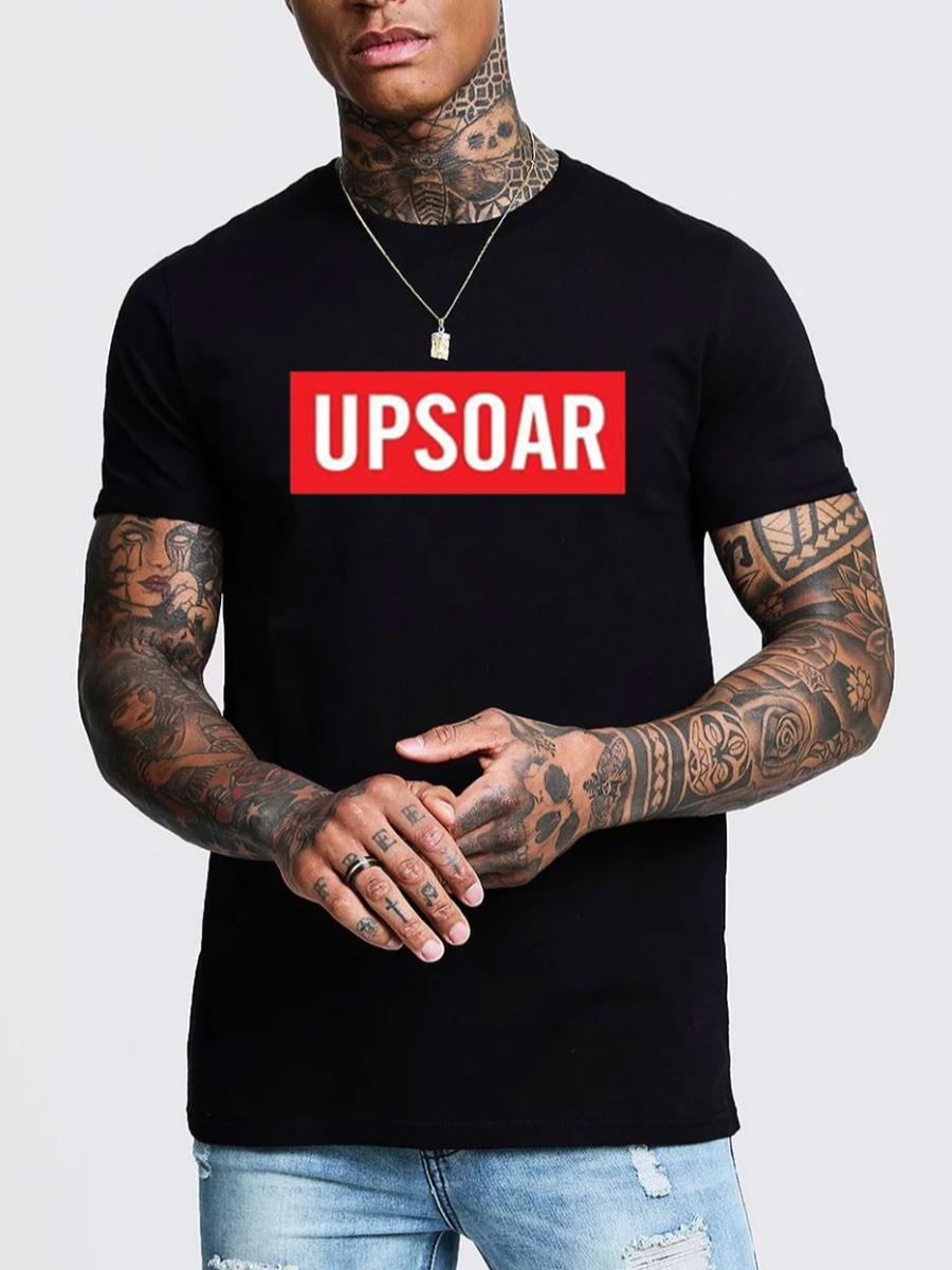 

Lovely Men Casual O Neck Letter Print Black T-shirt