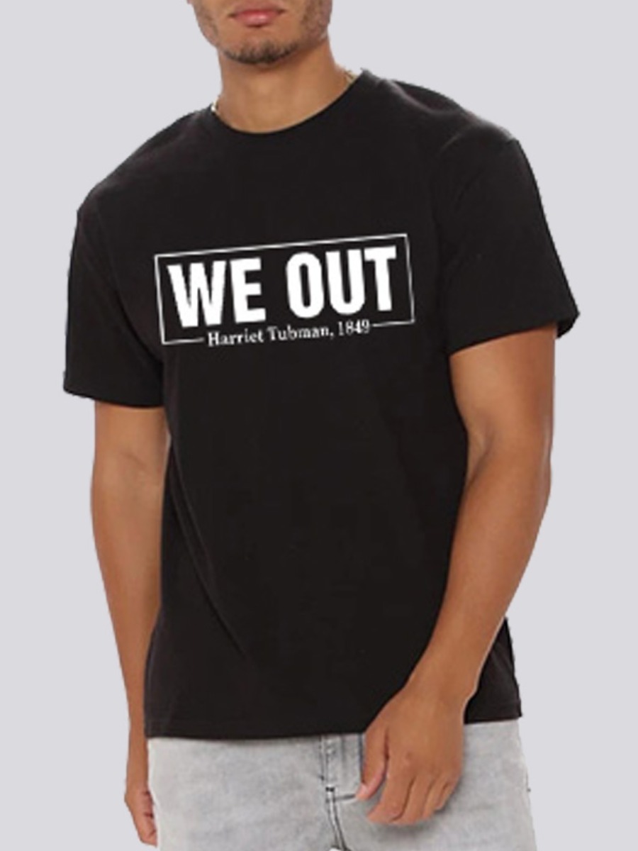 

Lovely Men Casual O Neck Letter Print Black T-shirt