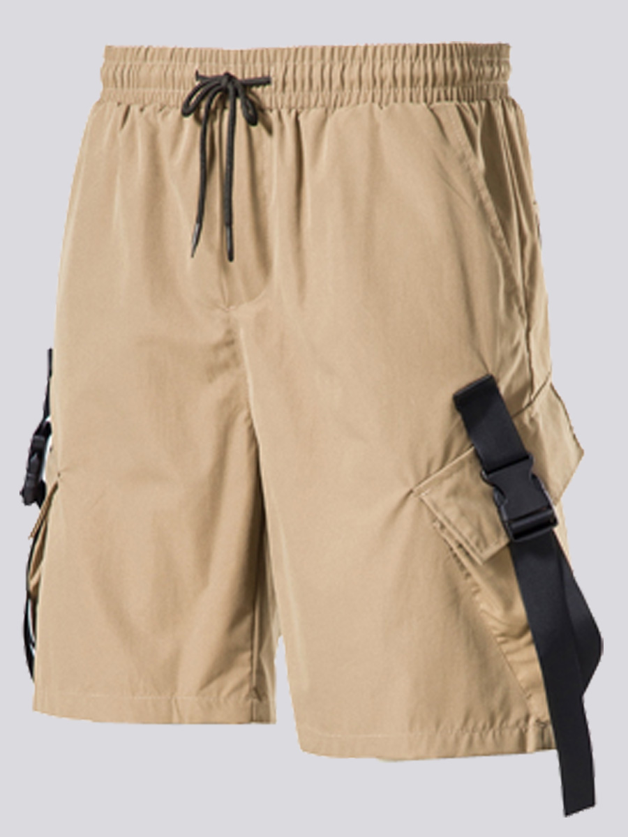 

Lovely en Street Side Pocket Buckle Design Khaki Shorts