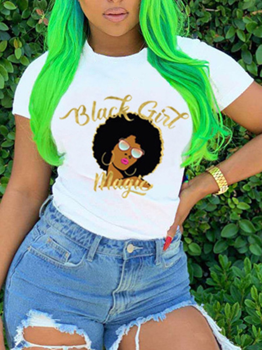 

Lovely Casual Graffiti Letter Print White T-shirt