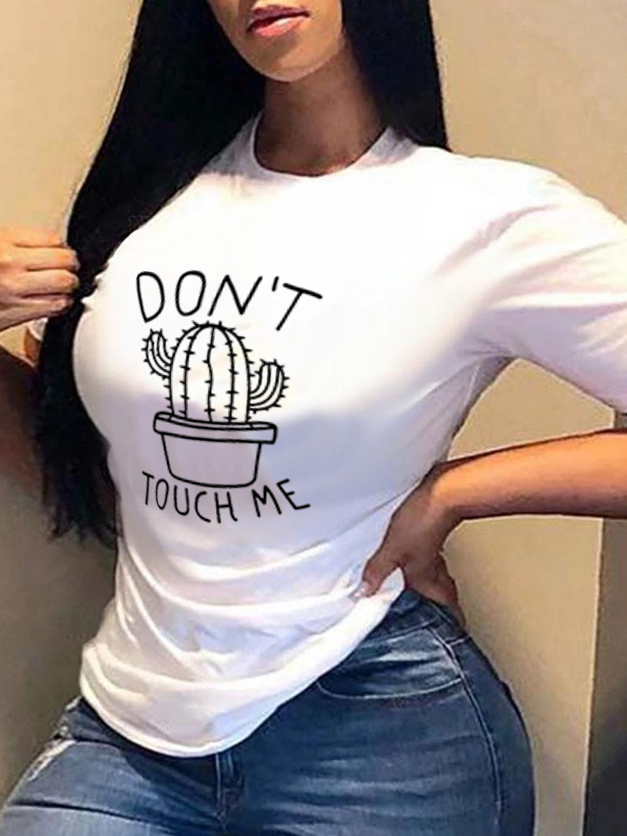 

Lovely Street O Neck Letter Print White T-shirt