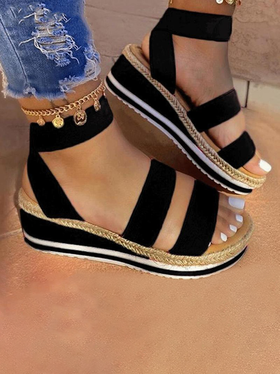 LW Street Bandage Design Black Platform Sandals