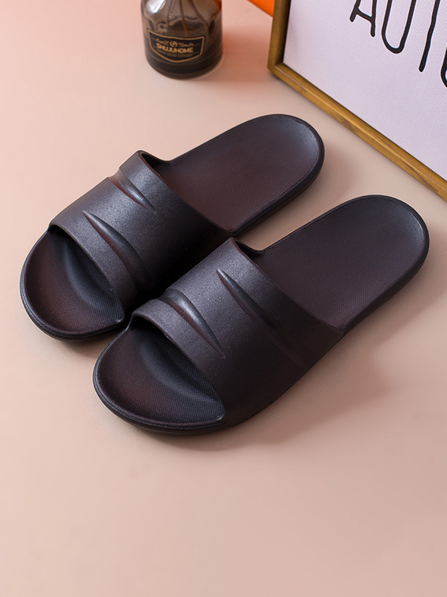 

Lovely Men Casual Round-toe Black Slippers