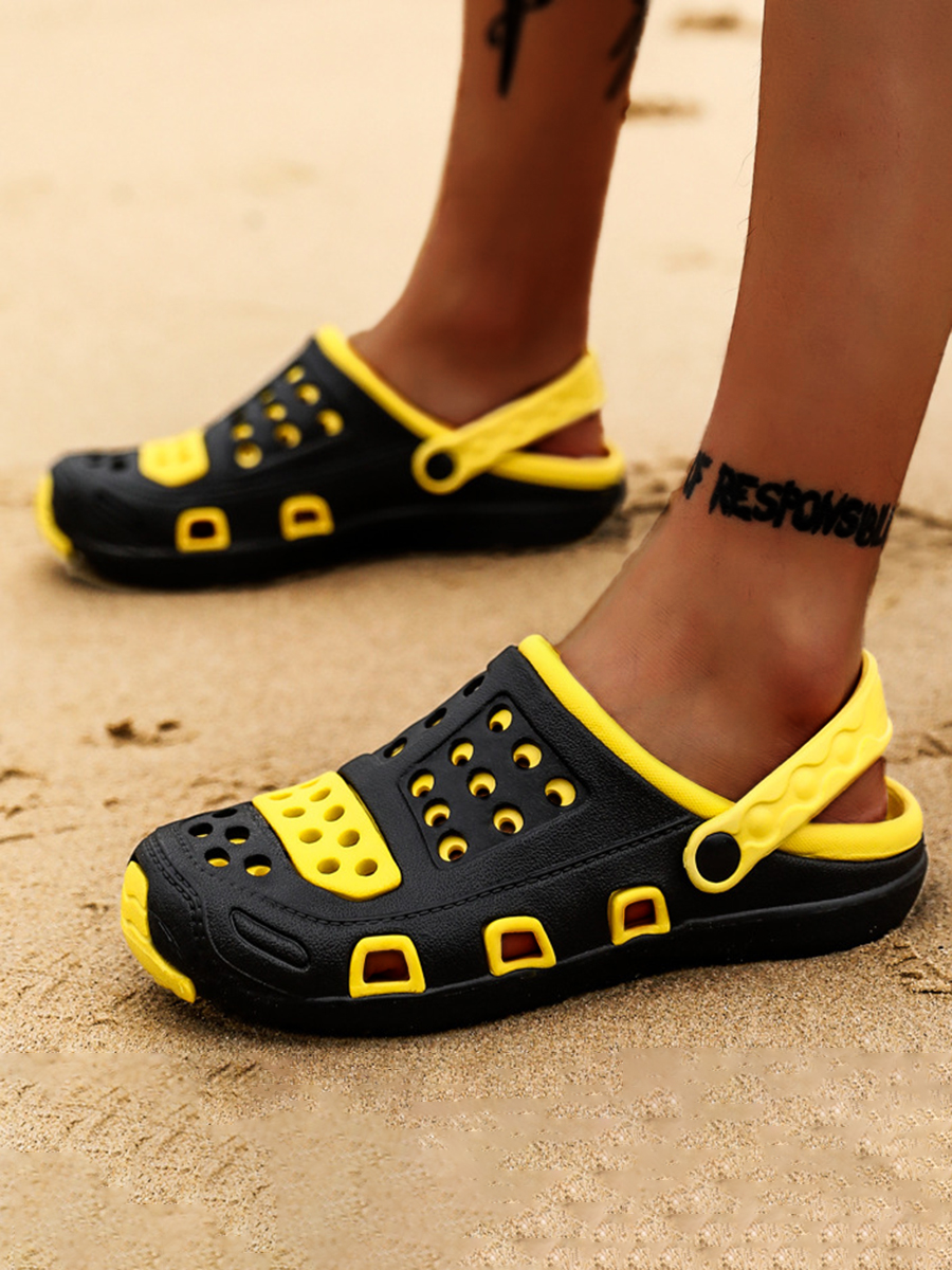 

Lovely Men Casual Hollow-out Yellow Slippers