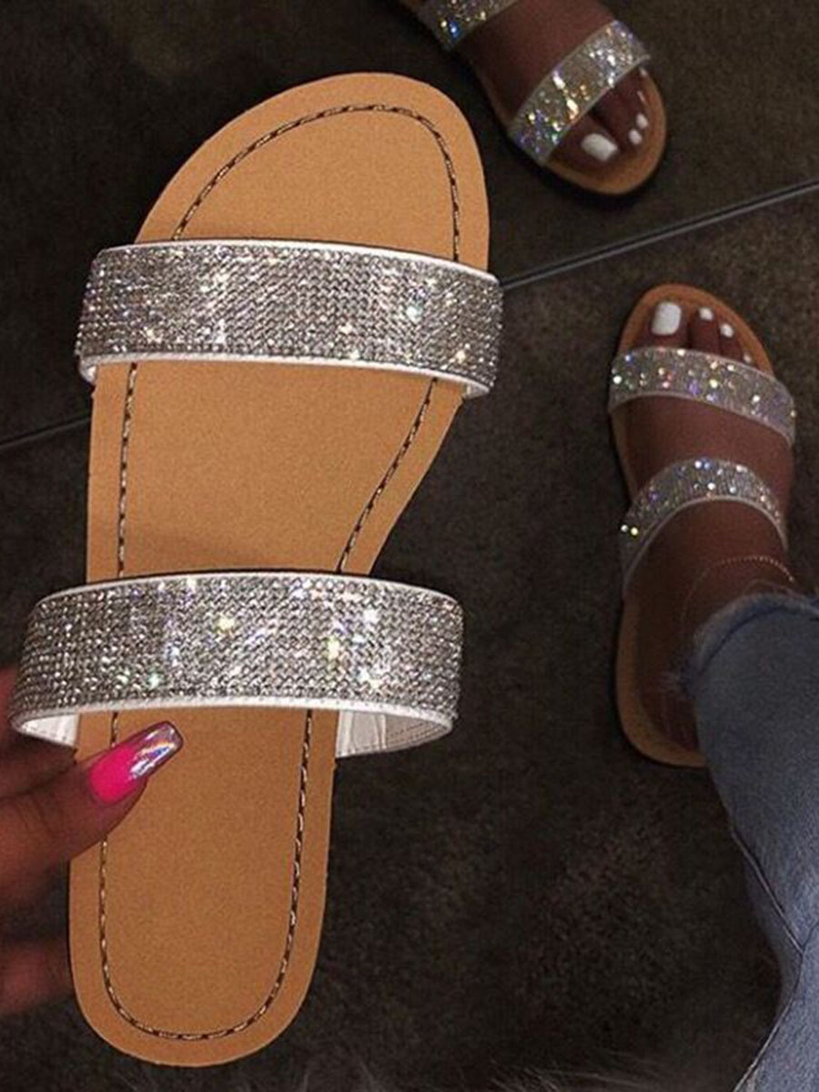 

LW Casual Sequined Silver Slides
