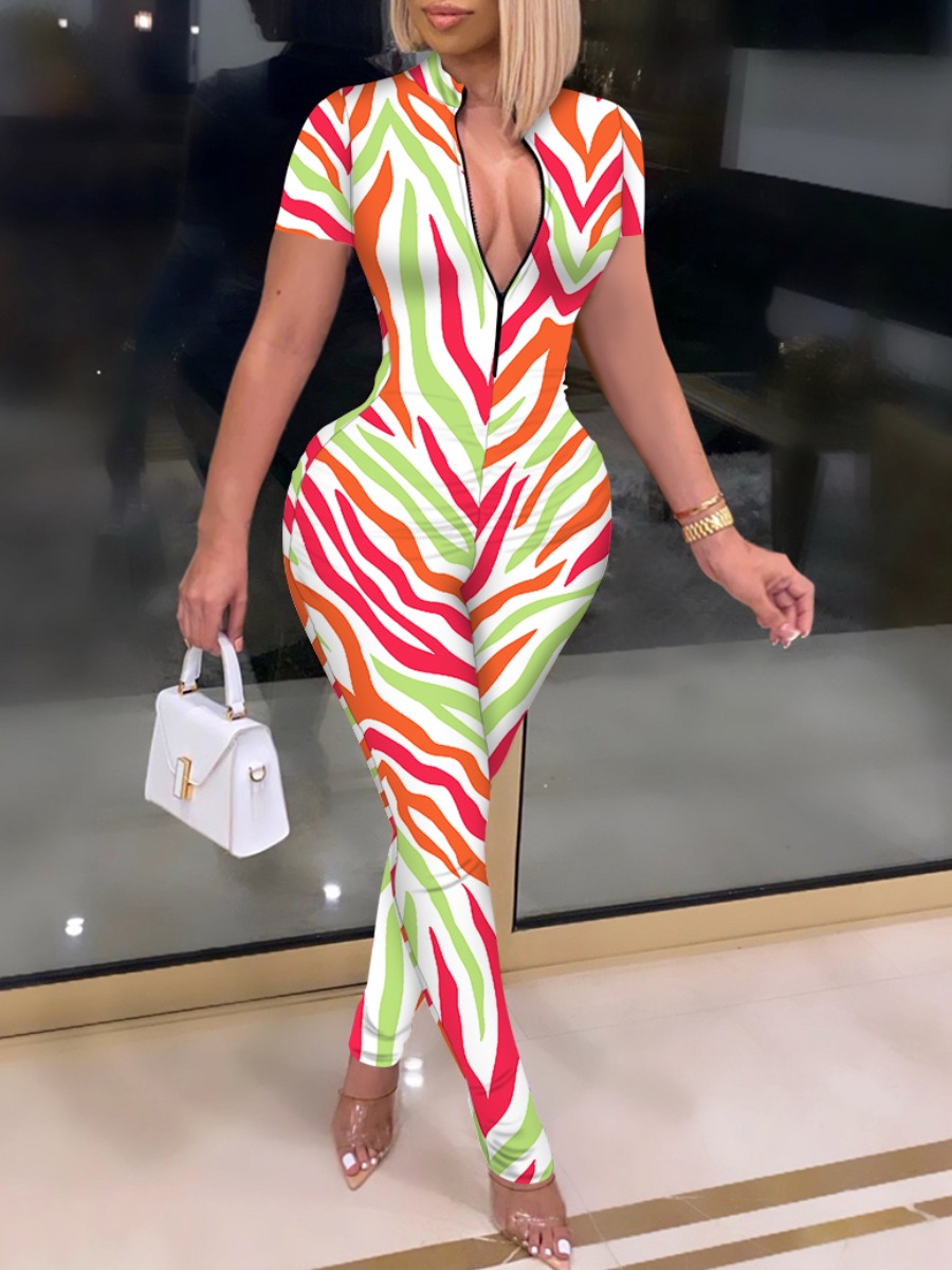 

Lovely Casual Backless Striped Multicolor One-piece Jumpsuit, Multi