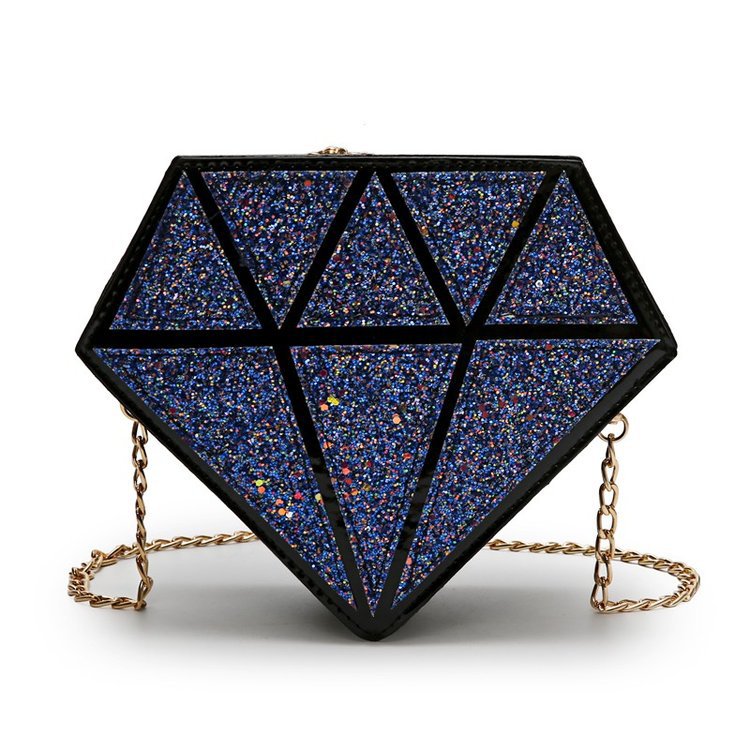 

LW Casual Geometric Pattern Chain Strap Blue Crossbody Bags